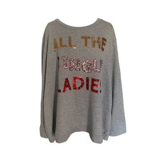 Isela Woman Gray Sequin 'All The Jingle Ladies' Sweatshirt Sz 1X